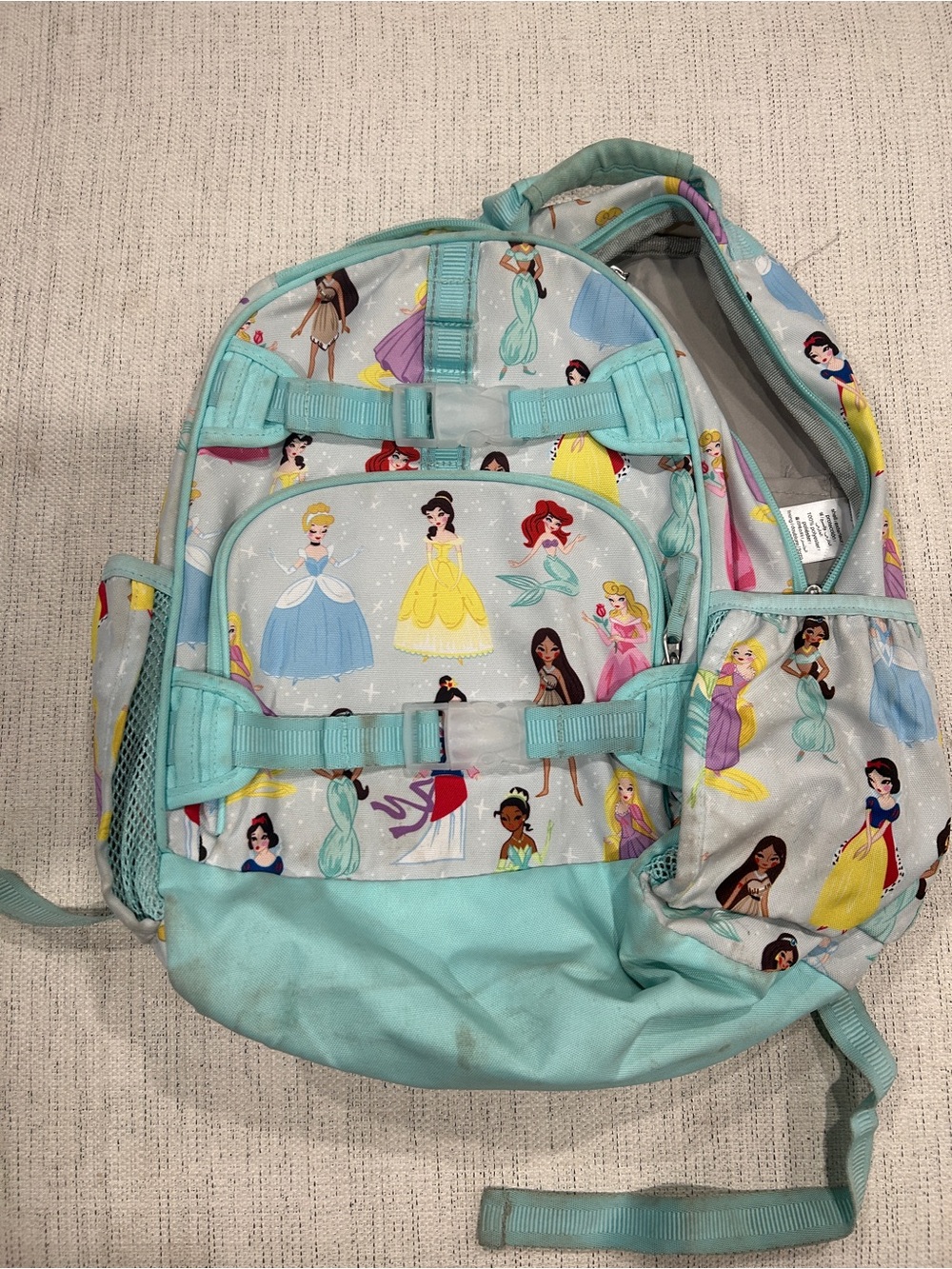 Pottery Barn Kids Disney Princess Backpack - Teal and Pastel Multi
